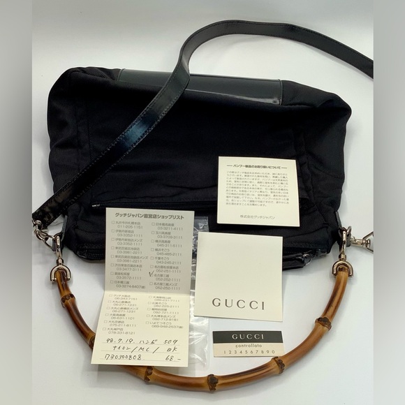 Gucci Bamboo Two-Way Handbag in Black Nylon - EUC - Picture 13 of 15
